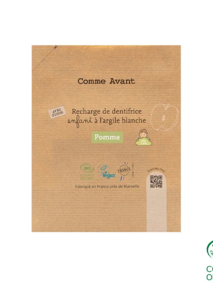 Dentifrice enfant en pâte à la pomme - recharge de dentifrice