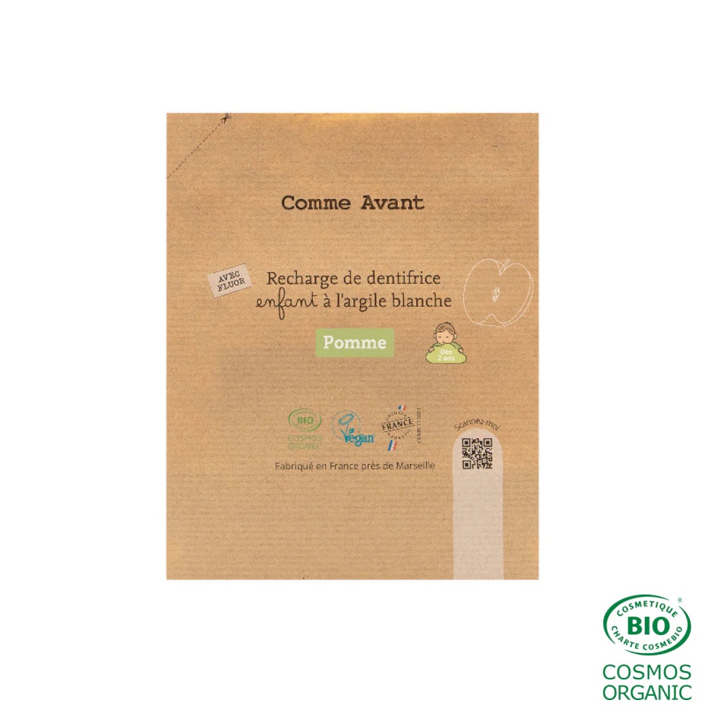 Dentifrice enfant en pâte à la pomme - recharge de dentifrice