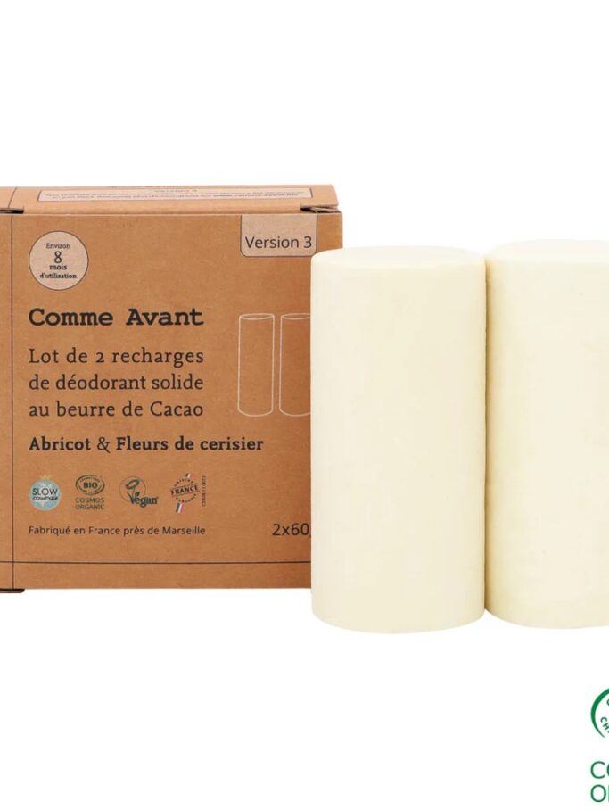 Déodorant solide abricot & fleurs de cerisier - Lot de 2 recharges