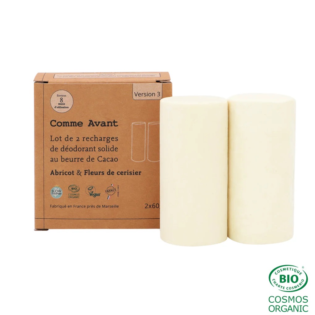 Déodorant solide abricot & fleurs de cerisier - Lot de 2 recharges